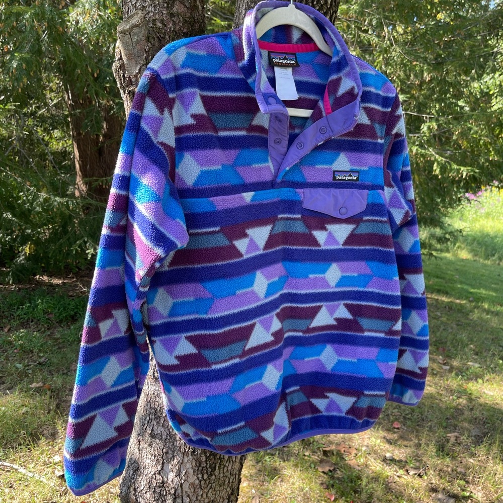 Patagonia Synchilla Snap-T Purple Aztec Pullover W-Small Pre-Owned